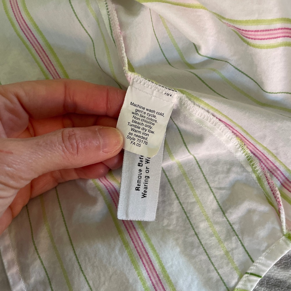 J.Crew Slim Fit Striped Button Down Shirt Small Vintage 90s White Retro Office - Picture 7 of 7